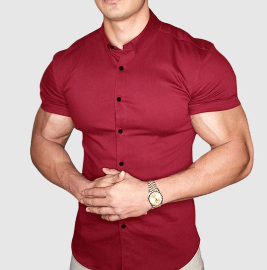 Herren Lässiges Kurzarm Hemd | Slim Fit