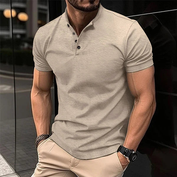 Herren-Polohemd mit Henley-Kragen mit Knopfleiste