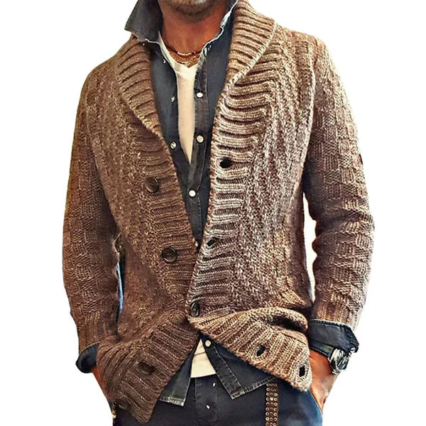 Herren Klassisch Revers Strick Strickjacke Jacke