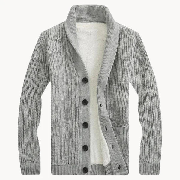 Trendige Herren-Strickjacke mit Vlies-Kragen