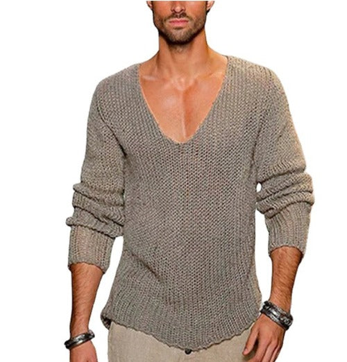 Herren V-Ausschnitt Strickpullover