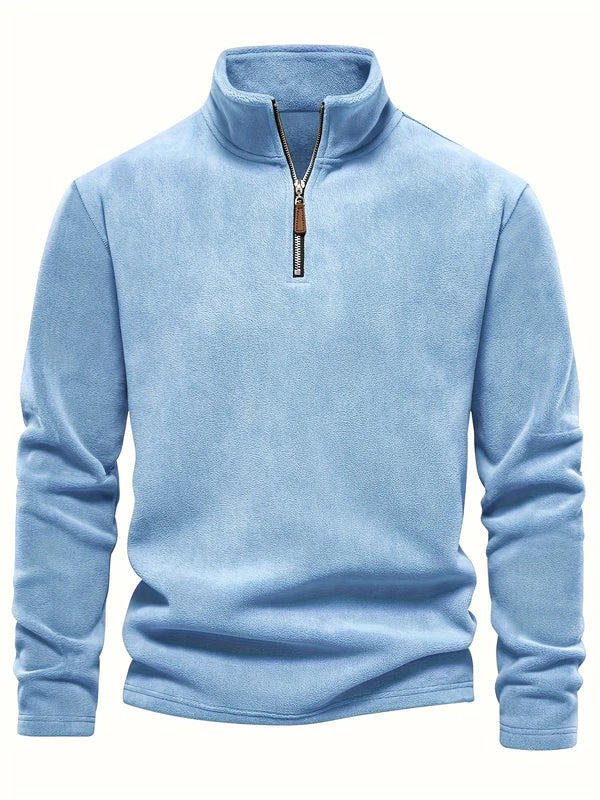 Eleganter Herrenpullover mit halbem Reißverschluss