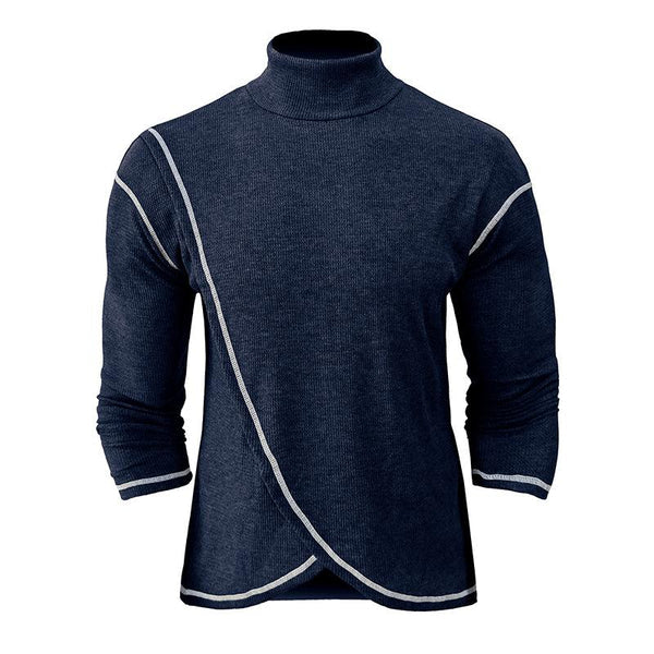 Herren Rollkragen Langarm Pullover Hemd