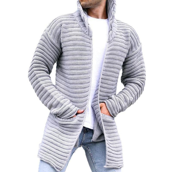 Mittellange Strickjacke mit Stehkragen für Herren