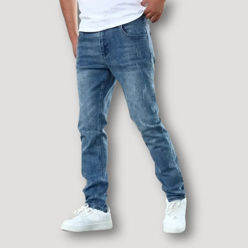 Herren Schlanke -Passform Verblasste Waschung Jeans