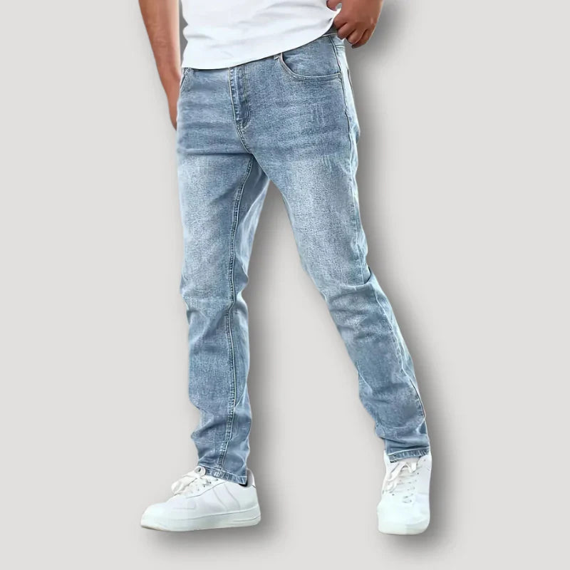 Herren Schlanke -Passform Verblasste Waschung Jeans