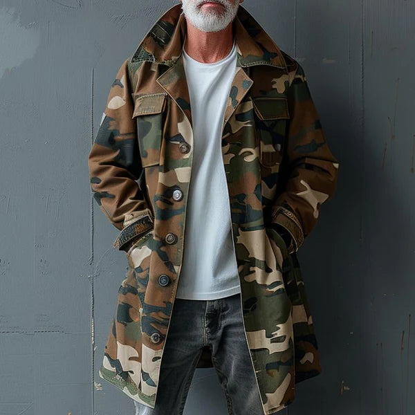 Herren Camouflage Cargo Trenchcoat