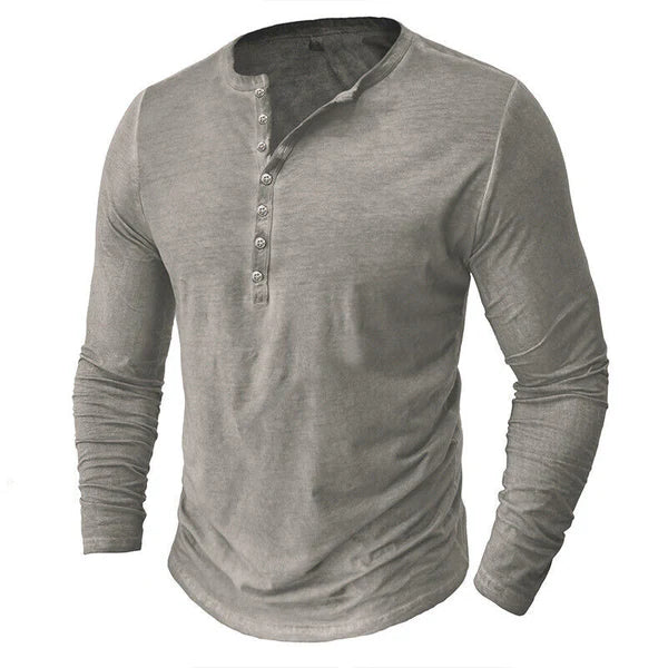 Herren Langarm-Henley-Hemd