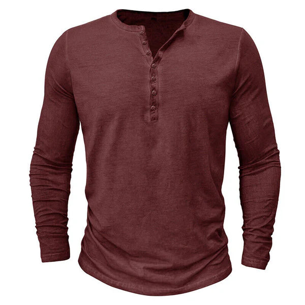 Herren Langarm-Henley-Hemd