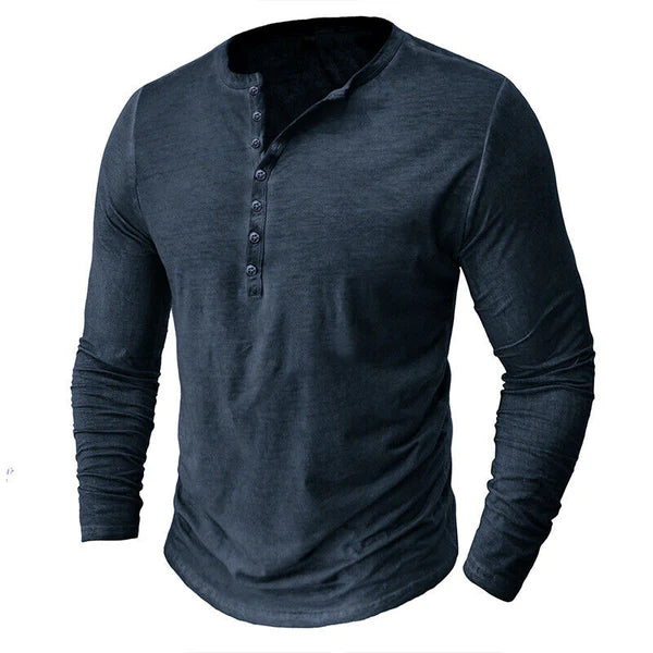 Herren Langarm-Henley-Hemd