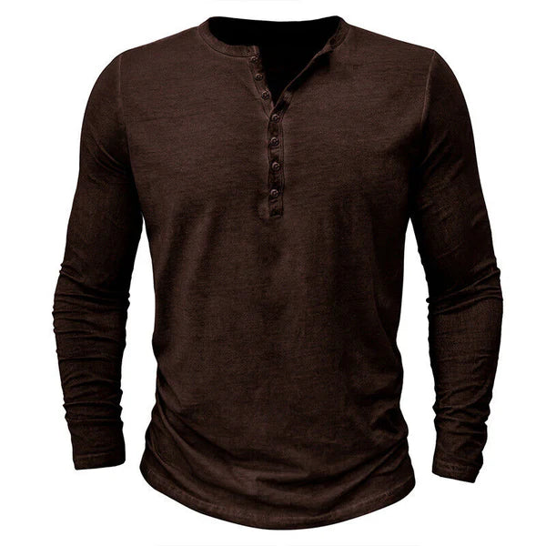 Herren Langarm-Henley-Hemd