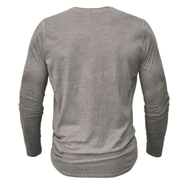 Herren Langarm-Henley-Hemd