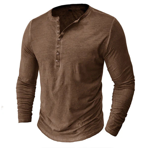 Herren Langarm-Henley-Hemd