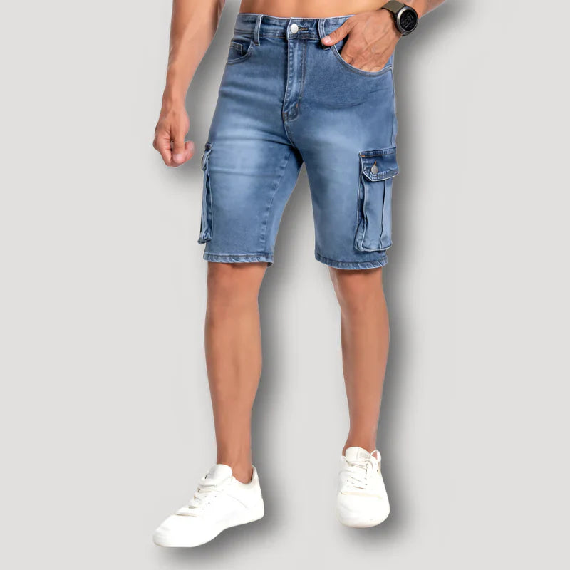 Herren Blauen Schlank Cargo Kurze Hosen